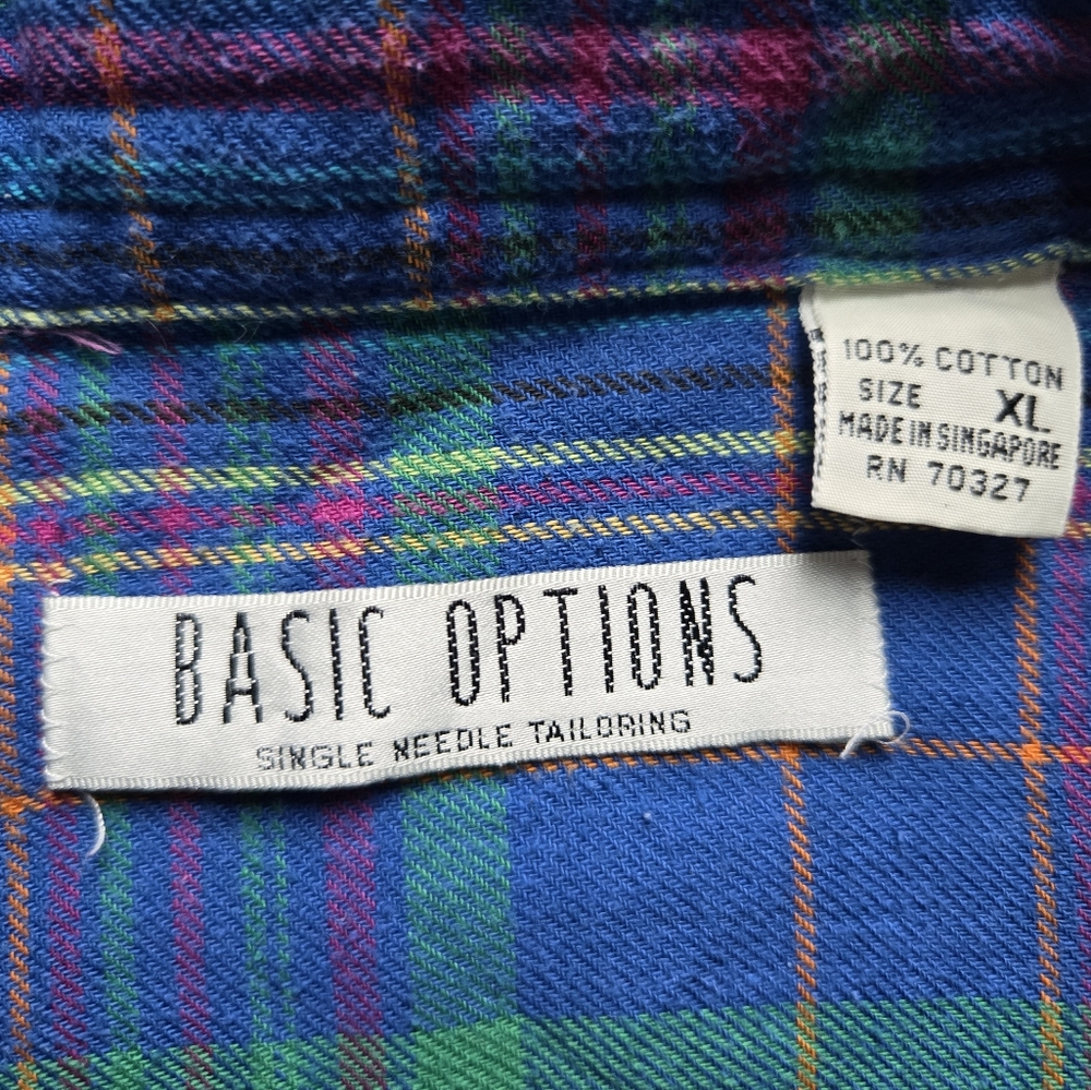 Basic Options Cotton Plaid Button Down Shirt Size… - image 4